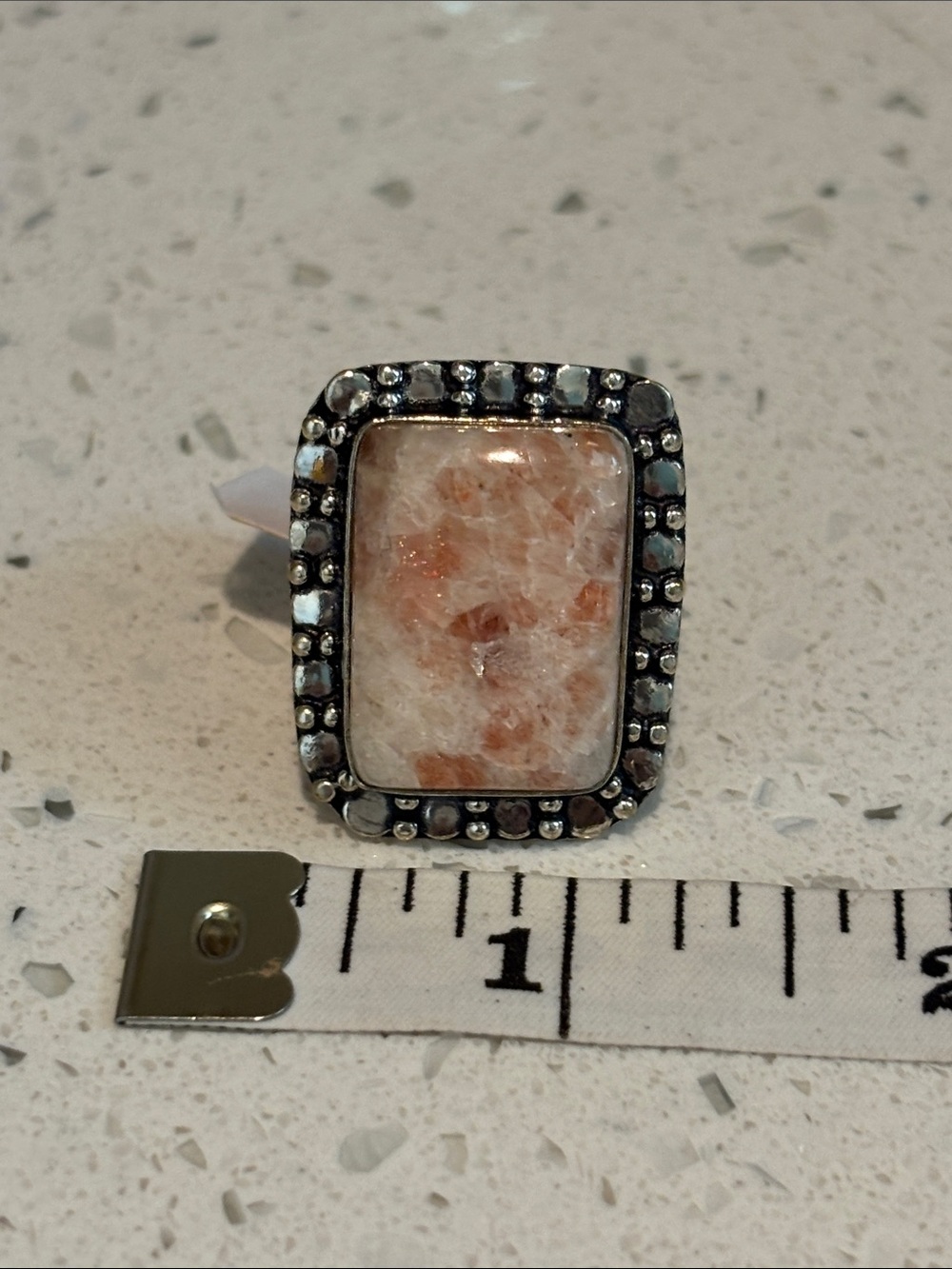 Sunstone Gemstone Statement Ring Size 7 - Picture 8 of 10